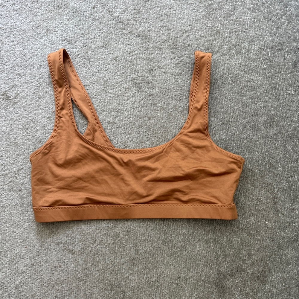 Skims Signature Swim Tank Bikini Top Almond